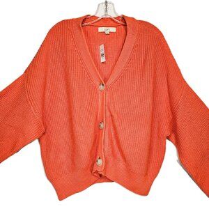 🧶 LOFT Chunky Knit Cardigan NWT – Women’s XL – Coral